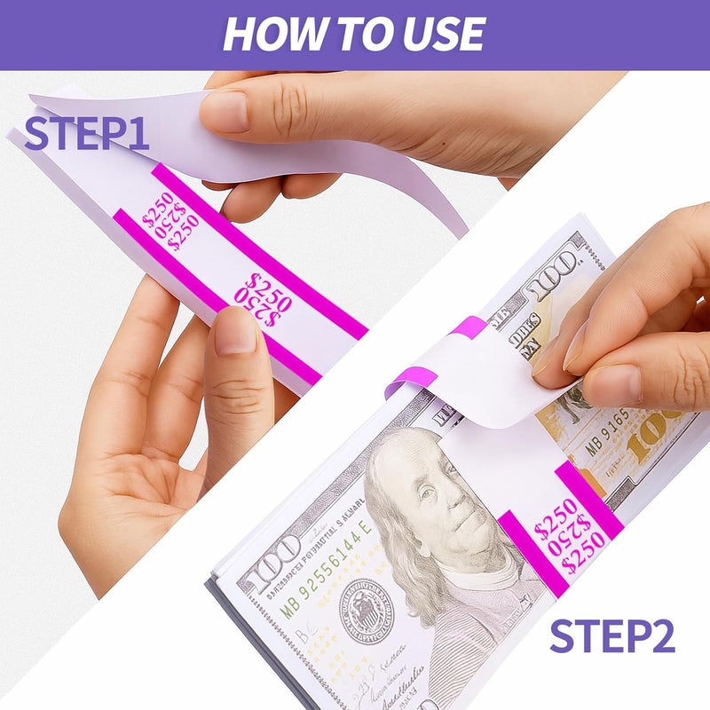 Bolsdoic 300pcs Currency Straps for Cash Organization，4 Colors Self Adhesive Money Wrappers for Bills，Money Band Bill Wrappers for Banks, Businesses, and Home - Image 5